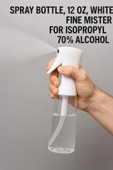 12oz White Fine Mist Spray Bottle Continuous Mister for Alcohol or Water
