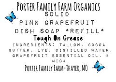 Solid Dish Soap *Refill* 2 Pack Pink Grapefruit All Natural