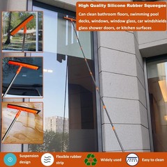 20ft High Reach Duster Kit – Extension Pole, Window Washer Squeegee