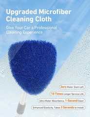 21″ Extra-Long Windshield Cleaner Tool with 4 Microfiber Pads for Streak-Free…