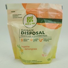 GRAB GREEN Garbage Disposal Cleaner 12 Pods Tangerine with Lemongrass EXP 02/24