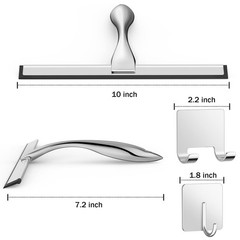 All-Purpose Stainless Steel Shower Squeegee for Shower Glass Door with 2 Adhe…