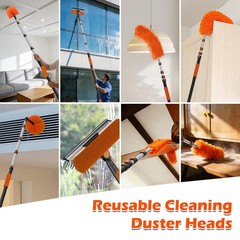 16FT High Ceiling Duster Kit – Adjustable Pole, Extra Long Duster, Cobweb & Sque