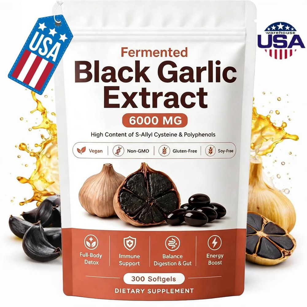 Fermented Black Garlic Extract, Natural Odorless Aged Garlic Supplements, Suppor
