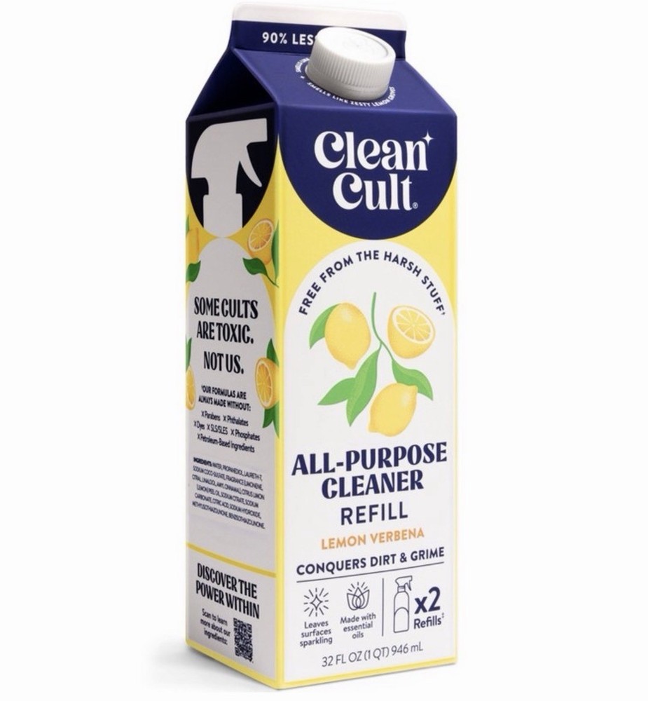 Clean Cult Lemon Verbena All Purpose Non Toxic Cleaner Refill Eco Friendly, 32oz