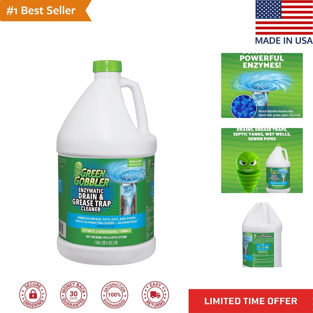 Enzyme Drain Cleaner – Controls Odors & Breaks Down Grease, Paper, Fat – 1 Ga…