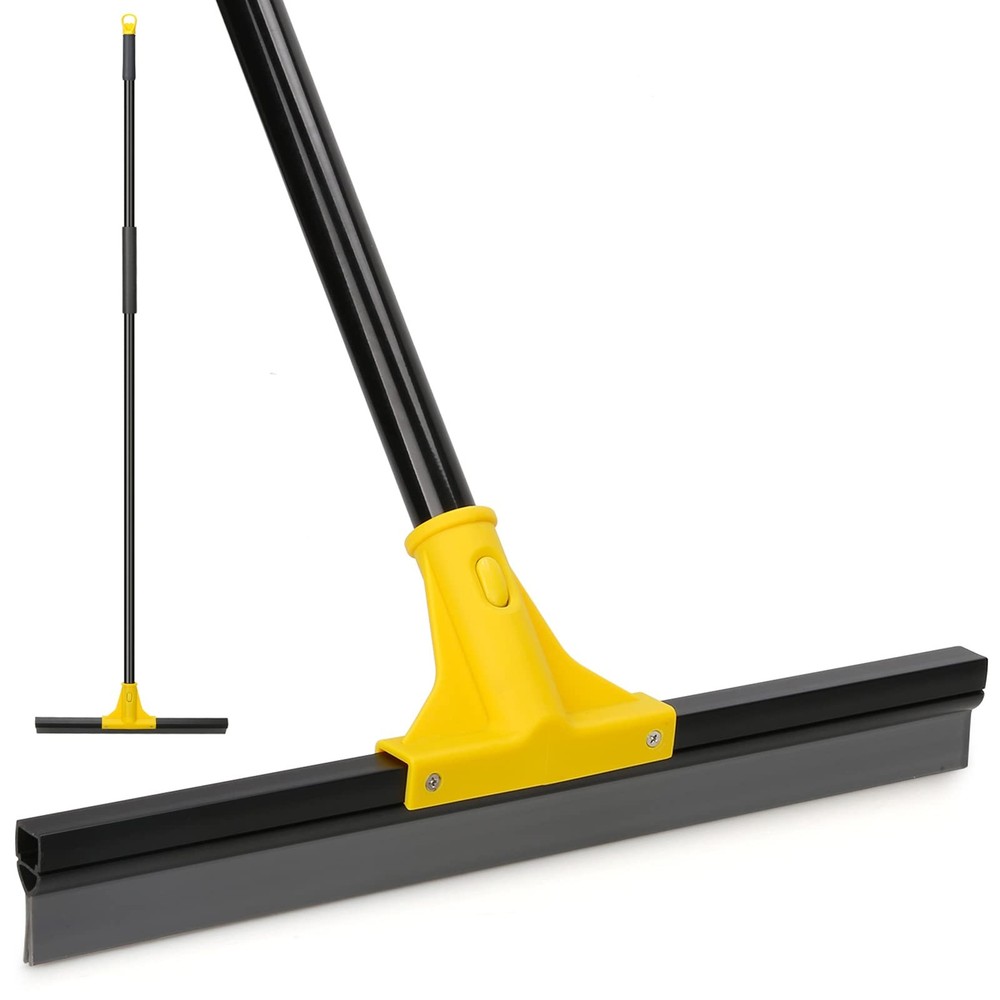 Squeegee Broom for Floor, 18” Heavy Duty Rubber Wiper with 60” Long Handle