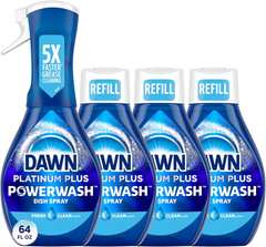 Platinum Powerwash Dish Spray, Dish Soap Liquid, Fresh Scent Bundle, 1 Spray + 3