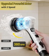 Electric Spin Scrubber, Cordless Household Cleaning Brush with 6 Replaceable …
