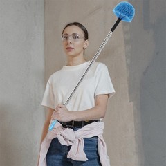 Durable Nylon Cobweb Duster Head Replacement Sky Blue for Indoor Outdoor Use