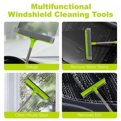 Window Squeegee with 15.7″-27.5″ Retractable Stainless Steel Handle, 2-in-1 W…