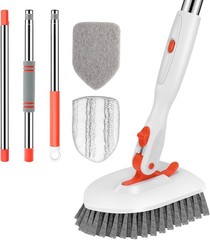 3 in 1 Floor Scrub Brush with Long Handle, Tile Tub Cleaner for Bathroom Walls