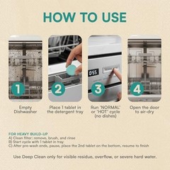 Deep Clean Dishwasher Cleaner Tablets – 24 Pack, Heavy Duty Deodorizer & Descale