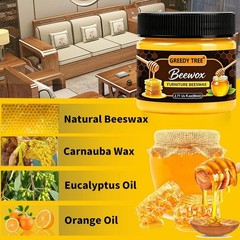 Natural Wood Beeswax Polish, Furniture Floor Care Wax Restores Shine & Repairs