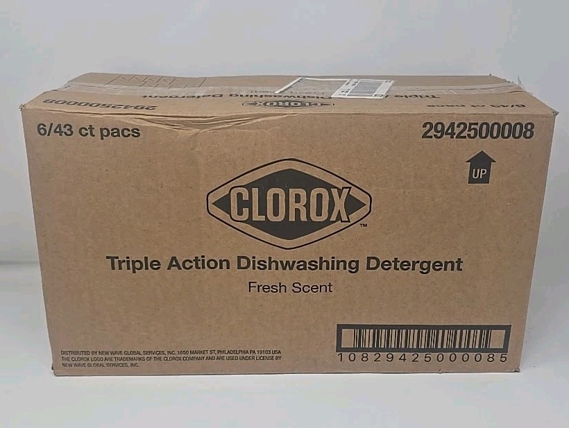 Clorox Triple Action Dishwashing Detergent Pacs Fresh Scent Full Case 258 Pacs