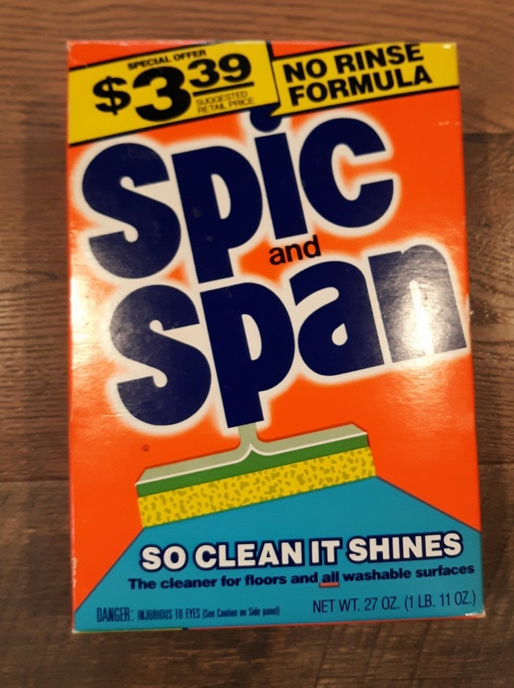 Vintage Spic and Span Cleaning Powder No Rinse USED Prop Advertising Great Color