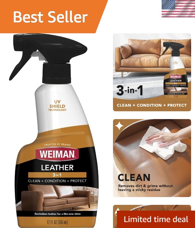 Leather Cleaner & Conditioner – Cleans, Restores & Protects Leather, UV Prote…