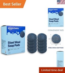 Powerful Steel Wool Soap Pads (10 Count) for Grease & Rust Removal, Reusable