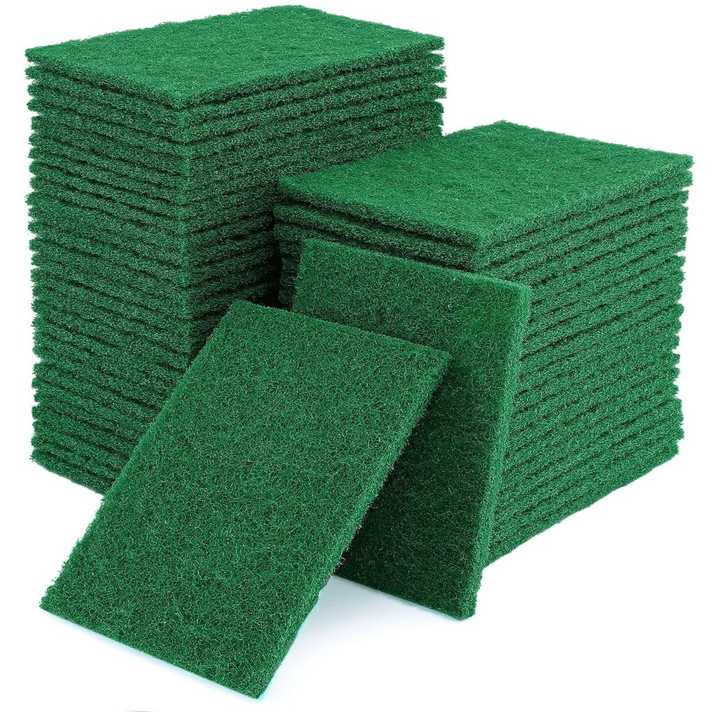 100 PCS Heavy Duty Scouring Pads 4×5.95 Inch Green Scrub Kitchen Scrubbers