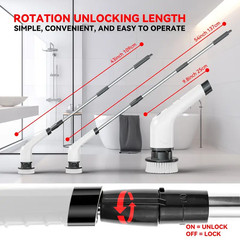 7-in-1 Electric Cleaning Brush Telescopic Handle Multifunction Floor & Kitchen T