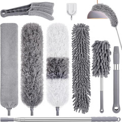 9PCS Dusters for Cleaning,Extendable Microfiber Duster with Extension Pole up to