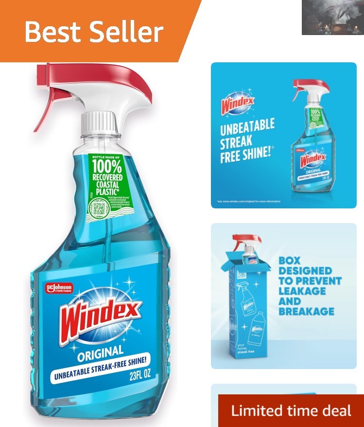 Eco-Friendly 23oz Glass Cleaner Spray – Streak-Free Shine, Blue Scent