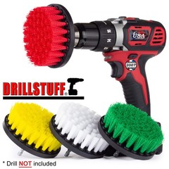 Drill Brush Attachment Power Scrubber Brush Set – 4in 4 Piece Soft, Medium an…
