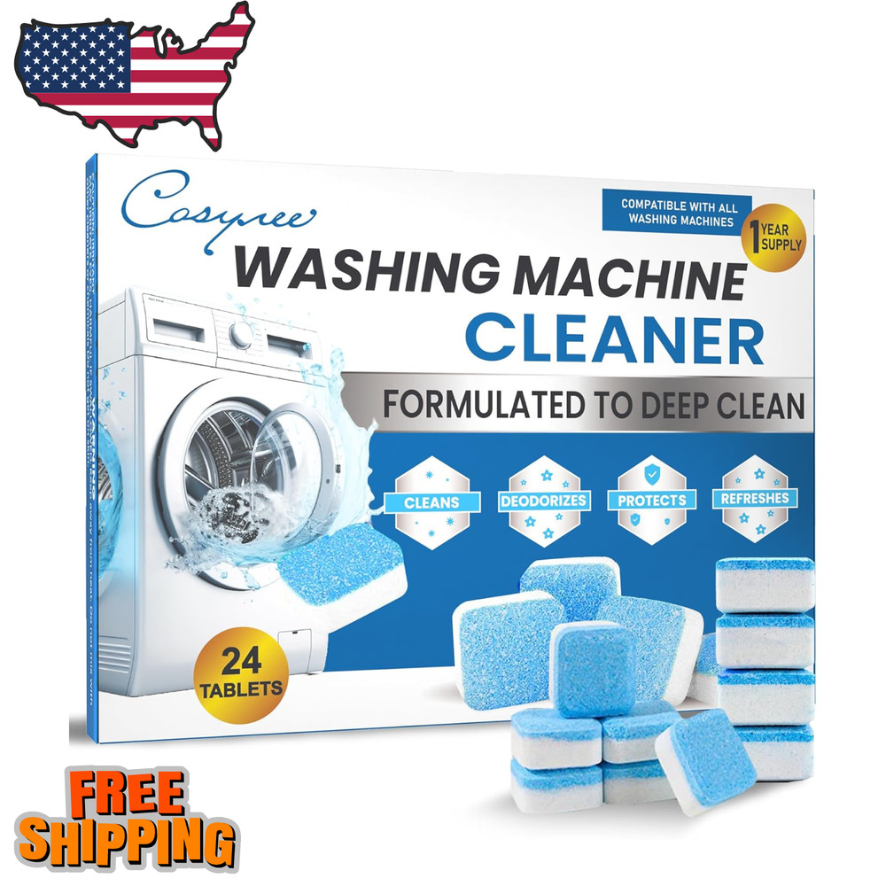 Washing Machine Cleaner Descaler Tablets 24 Pack for HE Front and Top Load Washe