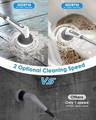 ELECTRIC SPIN SCRUBBER 10 IN 1 CORDLESS CLEANING BRUSH IPX8 WITH 9 REPLACEABLE B