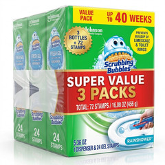 3 PACK Scrubbing Bubbles Fresh Gel Toilet Cleaning Stamp, Rain shower, Dispenser