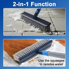 Deck Brush with Long Handle, 2 in 1 Floor Scrub Brush for Cleaning, 56″ Stiff