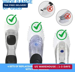 Dish Brush Refills 4 Pack, White Replacement BrushHeads Compatible with OXO Dish