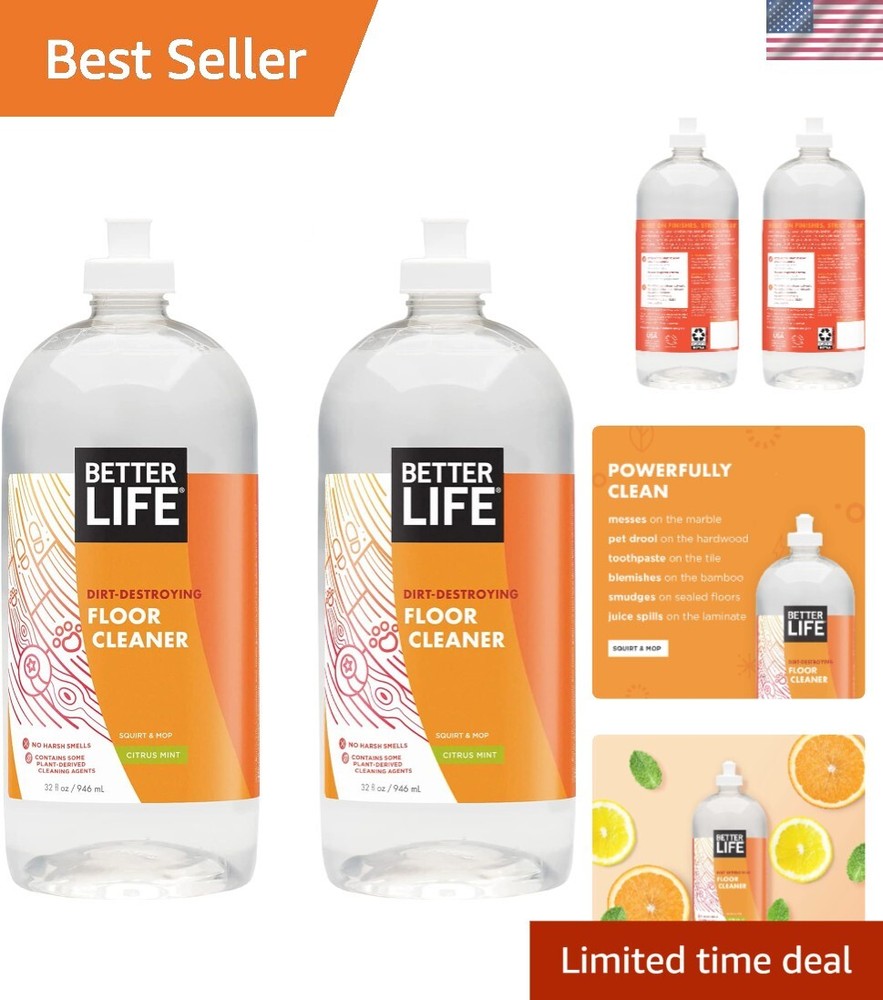 Citrus Mint Liquid Multipurpose Cleaner for Wood & Tile – Eco-Friendly Pack of 2