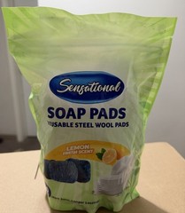 10 Count Reusable Lemon Scented Steel Wool Soap Pads for Tough Cleaning