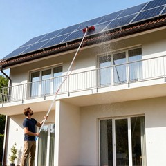 Outdoor Window Cleaning Kit For Solar Panel With 10m Telescopic Pole 35cm Brush