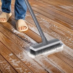 2 in 1 Floor Scrub Brush Deck Brush with Squeegee Adjustable Handle 35 to 55