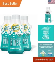 Shine + Dry Natural Dishwasher Rinse Aid, Hard Water Stain Remover 3 Pack