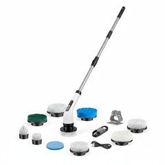 Cordless Electric Spin Scrubber – IPX7 Waterproof, LCD Display, 8 Brush Heads…