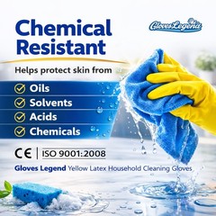 6 Pairs (12 Gloves) Large – Yellow Latex Household Cleaning Dishwashing Gloves