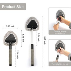 Auto Windshield Cleaning Tool Extendable Window Cleaner Brush Glass Wiper w/ Pad
