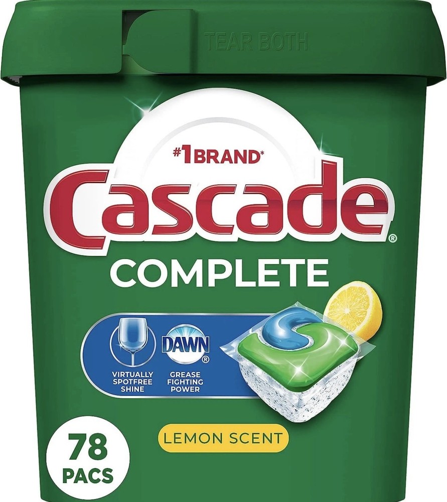 Cascade Complete Dishwasher Detergent Pods Lemon Scent 78 Count