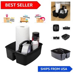 Stylish Black 2-Compartment Plastic Cleaning Caddy – Perfect for Professionals