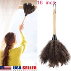 Natural Ostrich Feather Dusters Fur Long Wood Handle Duster Brush Cleaning Tool