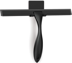 All-Purpose Stainless Steel Shower Squeegee for Glass Doors with Adhesive Hooks,