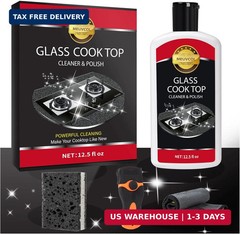 Meuvcol Glass Stove Top Cleaner Kit, 12 Oz Glass Cooktop Cleaner Non-Abrasive, S