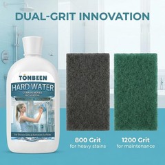 TONBEEN Hard Water Stain Remover Paste with 800 & 1200 Grit Pads, 500ml