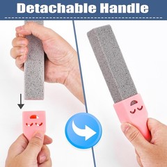 8 Pack Pumice Stone Scouring Sticks with 2 Universal Handles, Grey Pumice Stone