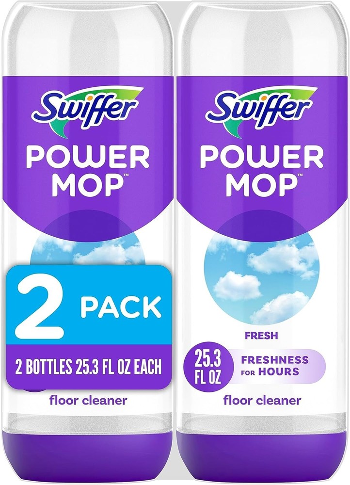 Swiffer Power Mop Floor Cleaning Solution Fresh Scent Floor Cleaner,25.3 oz, 2x.