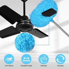 13-49.7 Inches Ceiling Fan Duster with Extension Pole, 4-Claw and Round Heads…