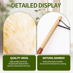 16 Inch Lambswool Duster with Wooden Handle Natural Wool Duster for Ceiling